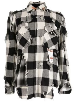 ( New Season ) Maison Mihara Yasuhiro Distressed Plaid Shirt