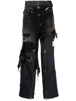 ( New Season ) Maison Mihara Yasuhiro Distressed Panelled Cargo Trousers