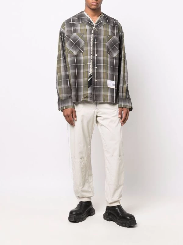 ( New Season ) Maison Mihara Yasuhiro Scarf-detail Plaid Shirt 4 ( New Season ) Maison Mihara Yasuhiro Scarf-detail Plaid Shirt - Image 2