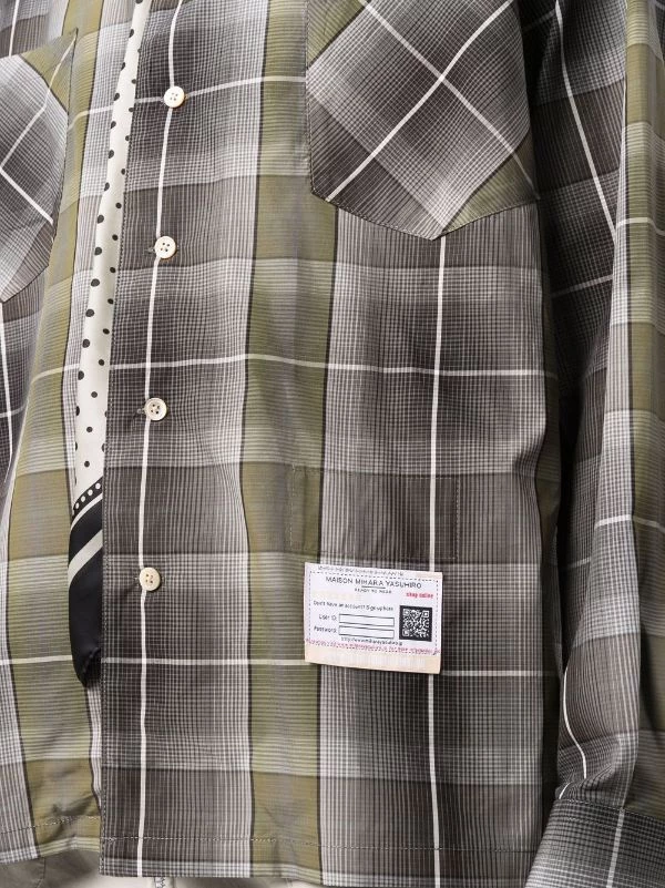 ( New Season ) Maison Mihara Yasuhiro Scarf-detail Plaid Shirt 7 ( New Season ) Maison Mihara Yasuhiro Scarf-detail Plaid Shirt - Image 5